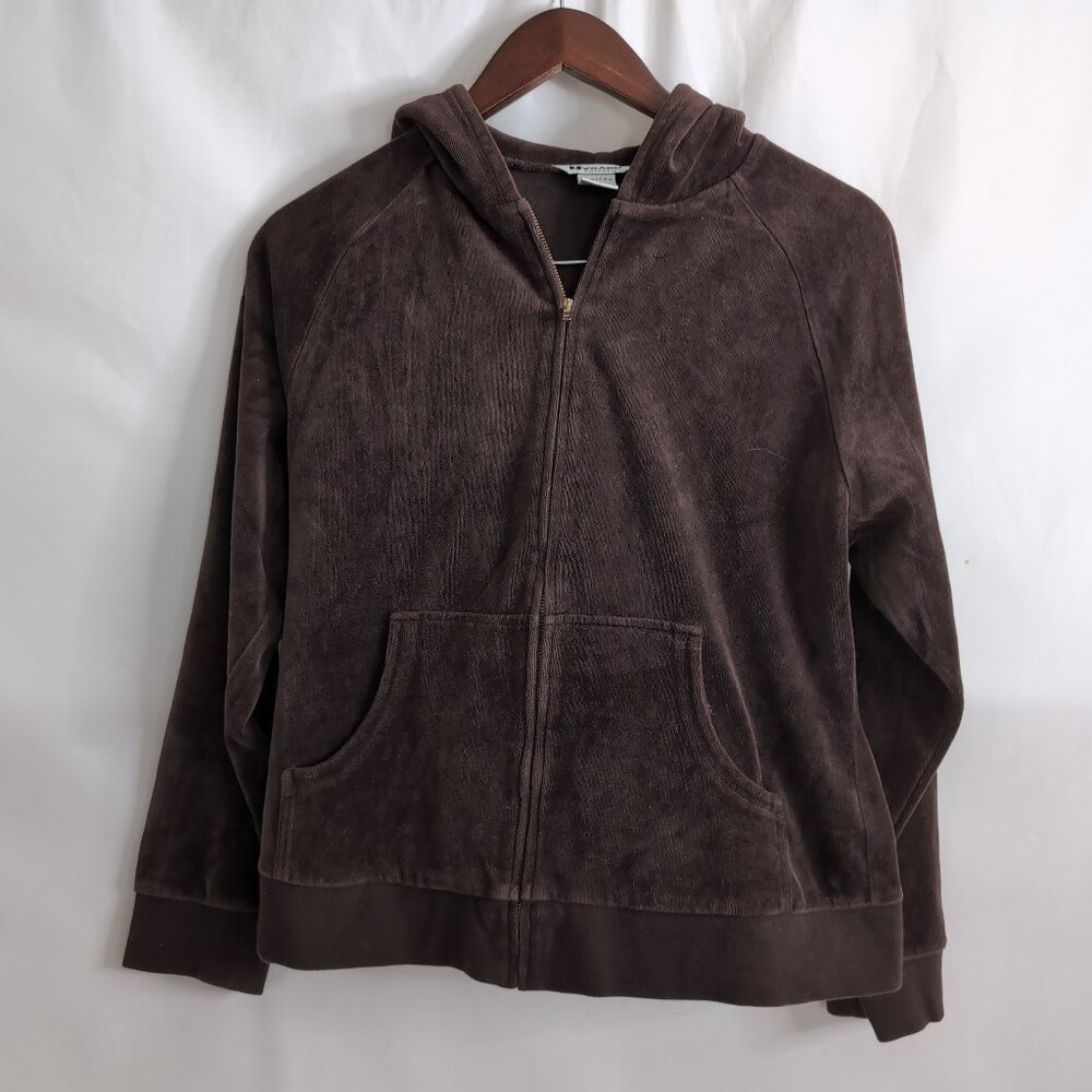 Nygard Collection Women's Brown Full Zip Hoodie Textured, Large
